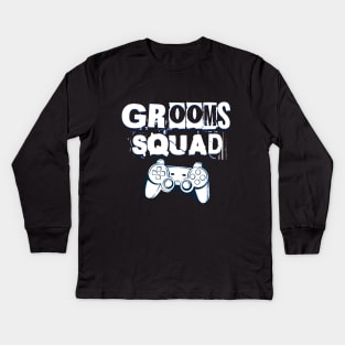 Grooms Squad Wedding Bachelor Party Groomsmen Gamer Gift Kids Long Sleeve T-Shirt